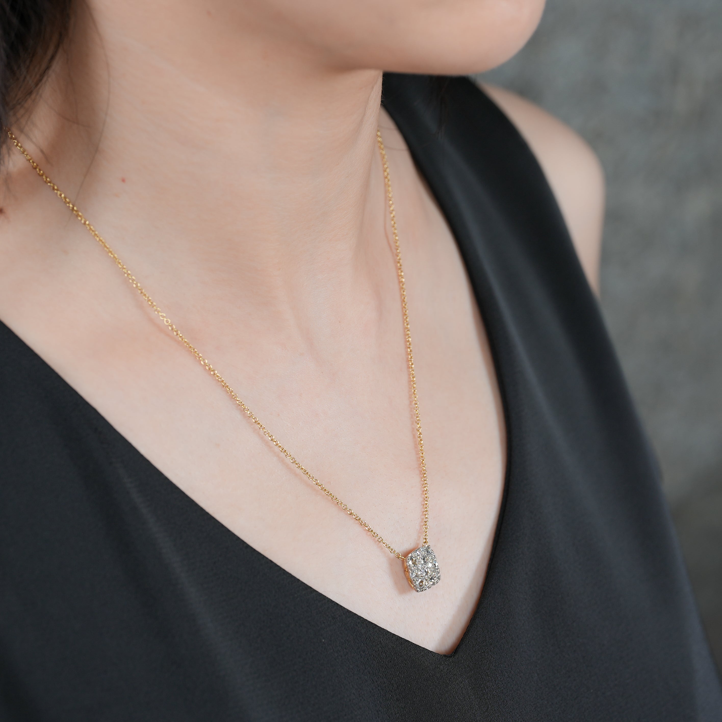 ROSECUT DIAMOND PAVE NECKLACE [rc-N102M]