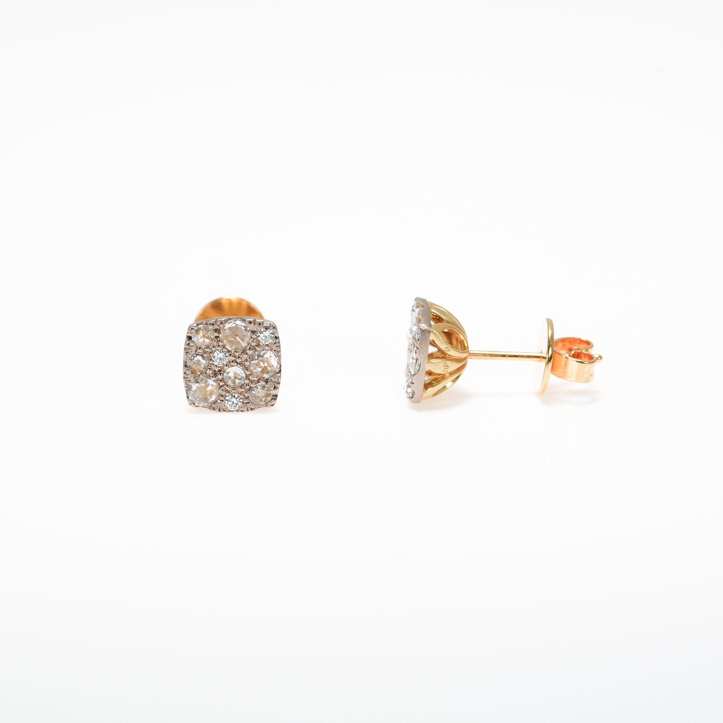 ROSECUT DIAMOND PAVE PIERCED EARRINGS [rc-P103S]