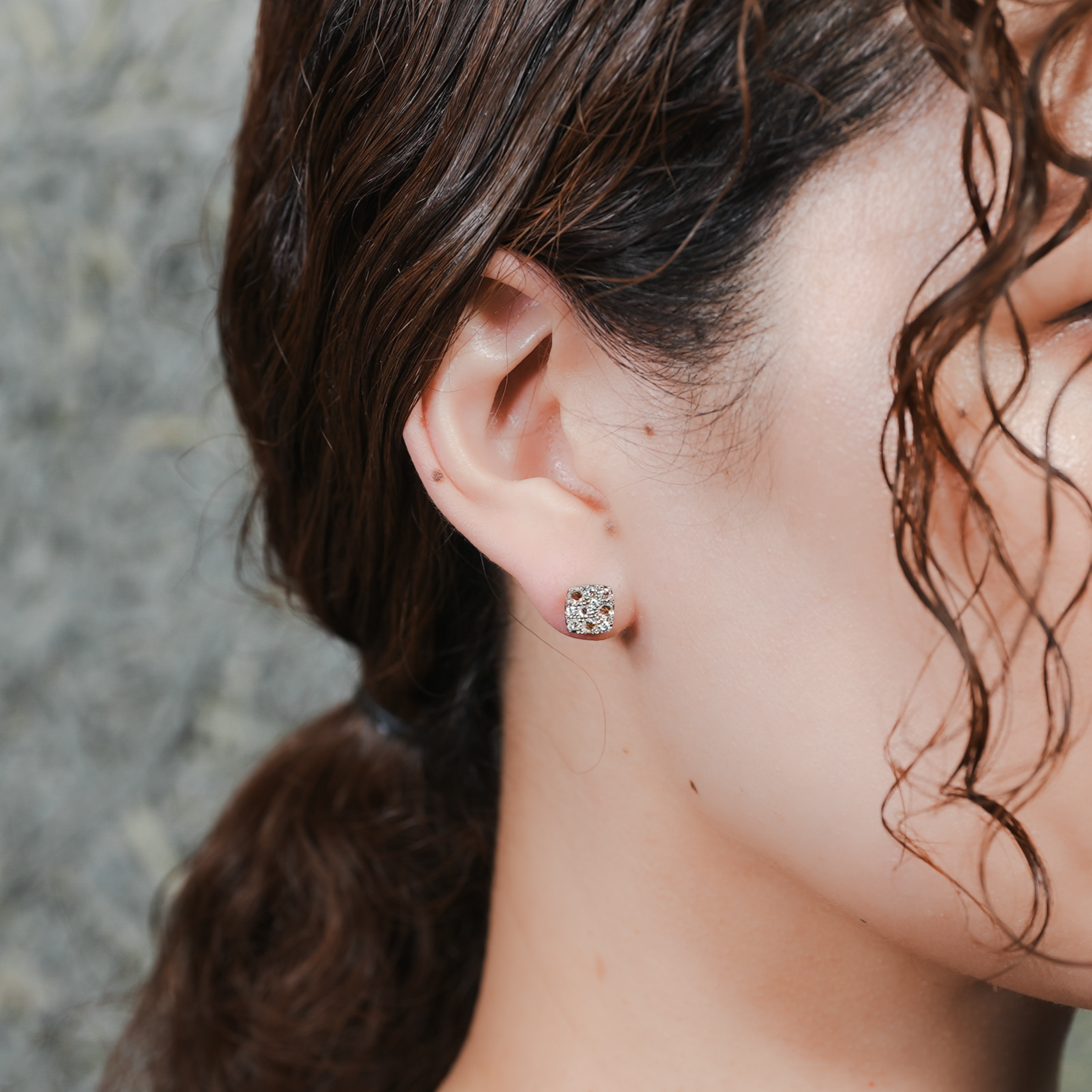 ROSECUT DIAMOND PAVE PIERCED EARRINGS [rc-P103S]