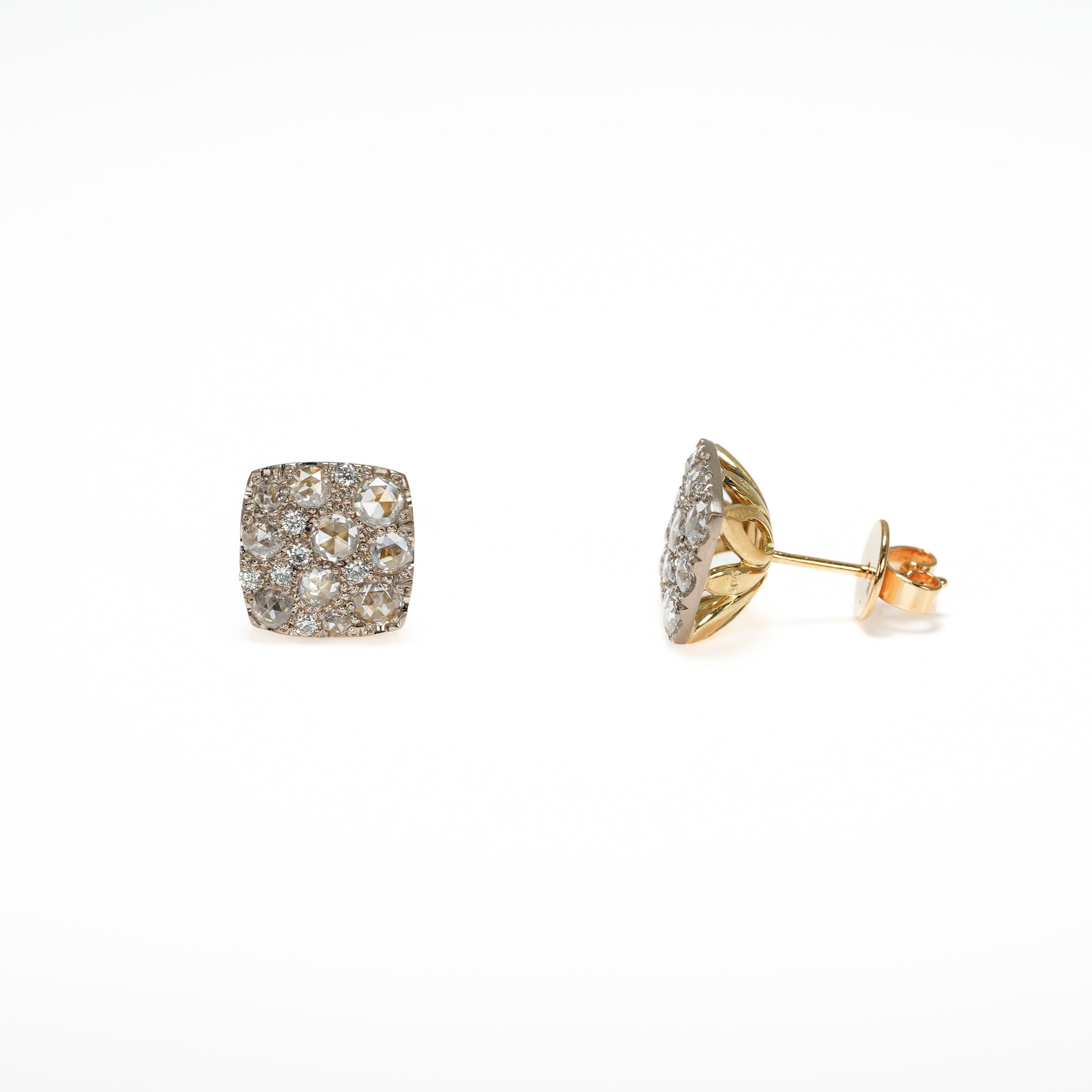 ROSECUT DIAMOND PAVE PIERCED EARRINGS [rc-P104M]