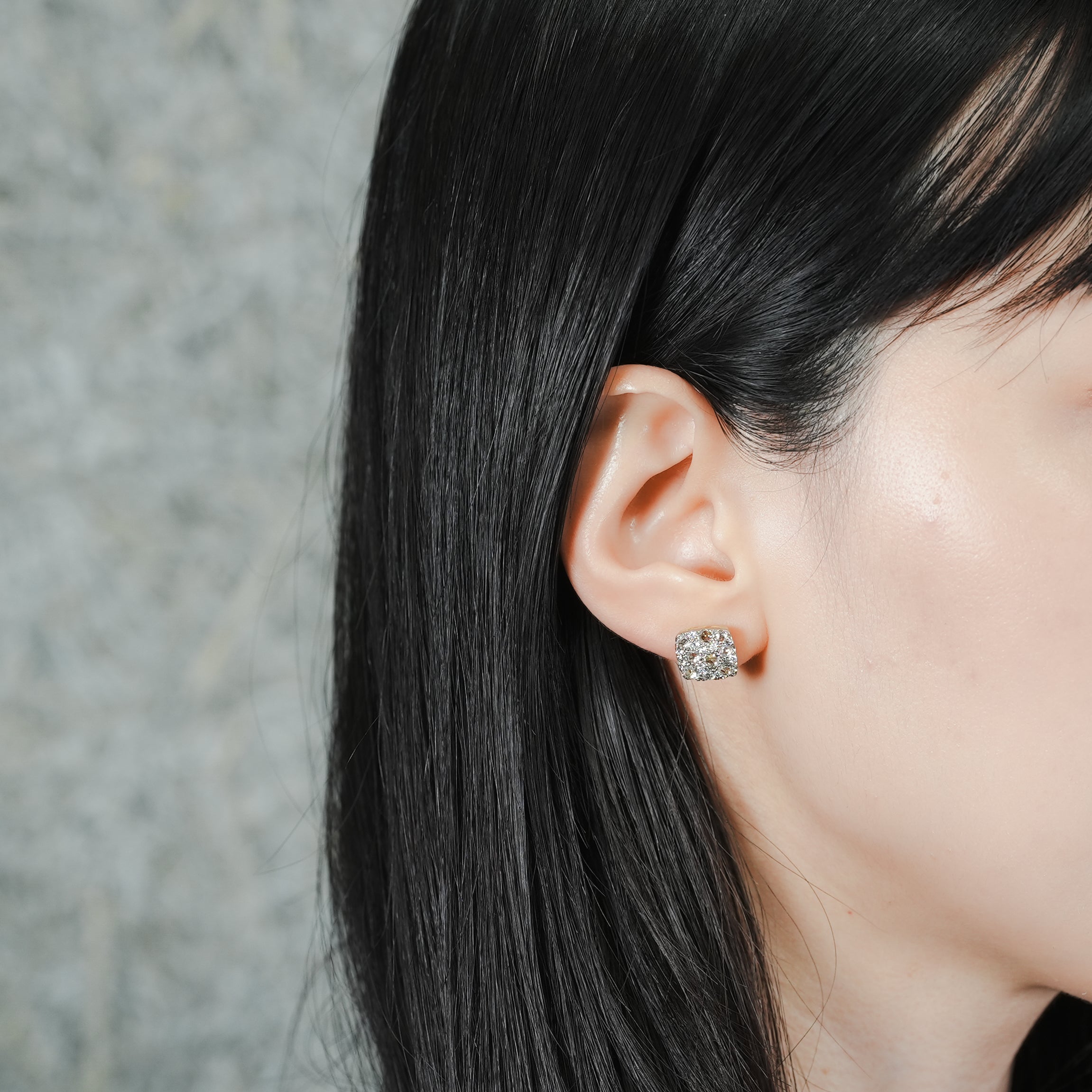 ROSECUT DIAMOND PAVE PIERCED EARRINGS [rc-P104M]